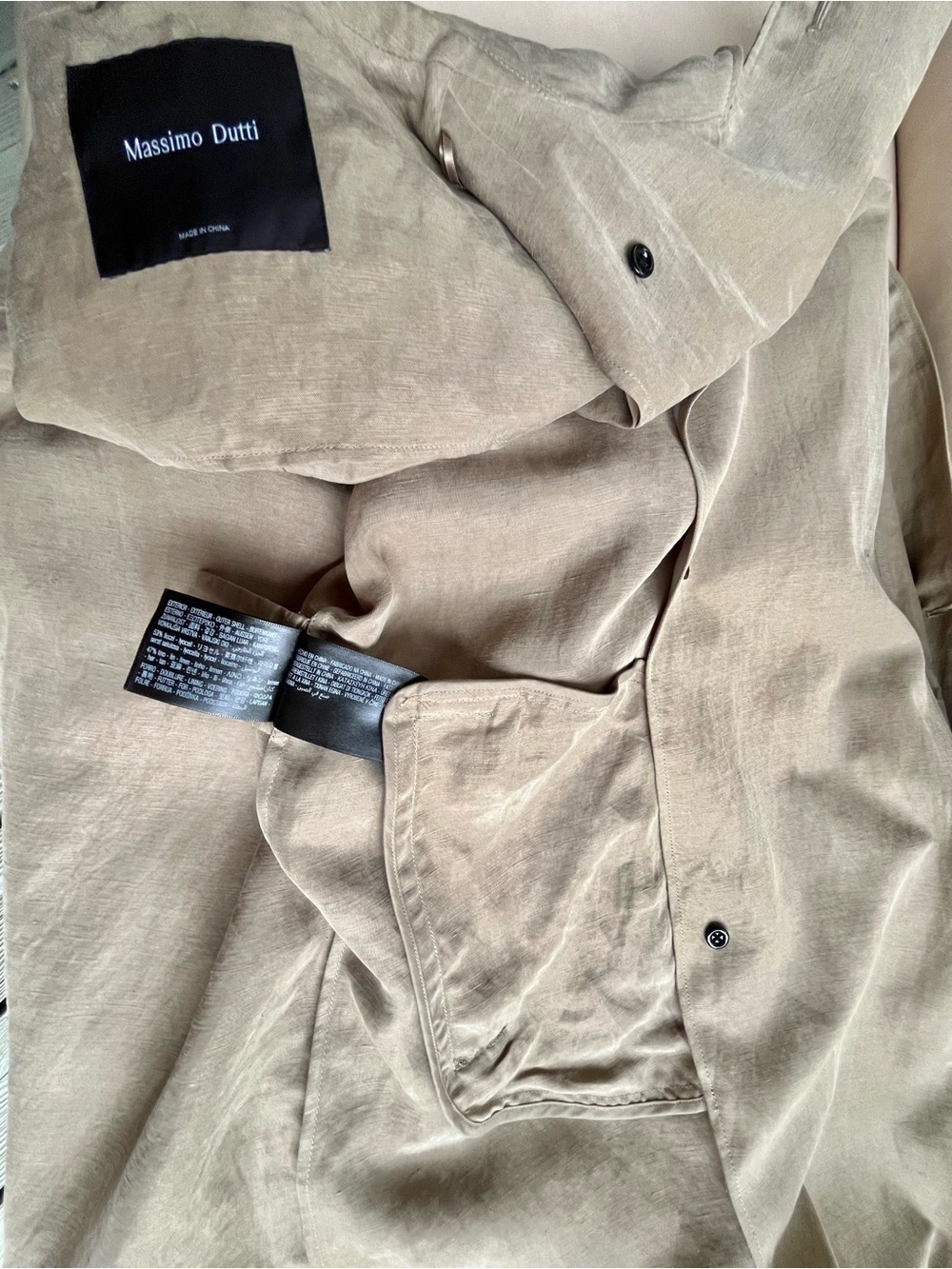 Massimo Dutti Linen Blend Trench Coat Notched Lapel Collar w Belt Detail Large - Picture 14 of 15